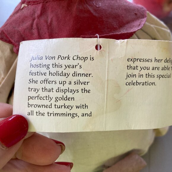 CHRISTMAS PIG CHEF 1999 23" Handpainted Paper Mache  Stuffed Display Doll RARE - Picture 10 of 11